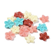 Synthetic Coral Beads, Dyed, Flower, Mixed Color, 19x19x4mm, Hole: 1.6mm(CORA-D033-05)