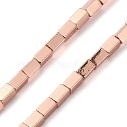 Electroplated Synthetic Non-magnetic Hematite Beads Strands, Rectangle, Rose Gold Plated, 4x2.5x2.5mm, Hole: 0.8mm, about 104pcs/strand, 17.09''(43.4cm)(G-I360-Y01-03)