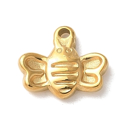 304 Stainless Steel Charms, Bees Charms, Ion Plating(IP), Real 14K Gold Plated, 9.5x11x2mm, Hole: 1mm(STAS-G352-02G-01)