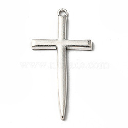 Tibetan Style Alloy Pendants, Cross, Antique Silver, 46x24x2.5mm, Hole: 2mm, 226pcs/500g(PALLOY-P293-184)