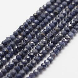 Natural Sapphire Bead Strands, Faceted, Round, 3mm, Hole: 0.5mm, about 120~129pcs/strand, 15.5 inch(39cm)(X-G-P271-3mm-13)