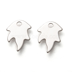 201 Stainless Steel Charms, Laser Cut, Maple Leaf, Stainless Steel Color, 10x8x0.5mm, Hole: 1.4mm(STAS-C017-10P)