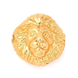 Brass Beads, Lead Free & Cadmium Free, Long-Lasting Plated, Lion, Real 18K Gold Plated, 12x12x7mm, Hole: 1mm(KK-Q781-16G)