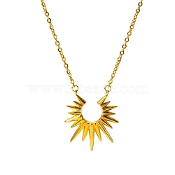 Sunflower Pendant Stainless Steel Necklaces for Women, Golden, 15.75 inch(40cm)(ZH6768-1)