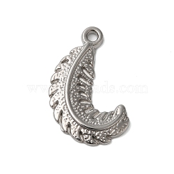 Non-Tarnish 304 Stainless Steel Pendants, Feather Charms, Stainless Steel Color, 24x15x2mm, Hole: 1.6mm(STAS-N103-32P)