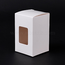 Cardboard Paper Gift Box, with PVC Visual Window, for Pie, Cookies, Goodies Storage, Rectangle, White, 5.05x5x8.1cm(CON-C019-01A)