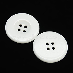Resin Buttons, Dyed, Flat Round, White, 22x3mm(RESI-D033-22mm-01)