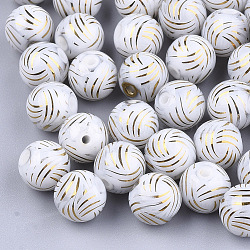 Electroplate Glass Beads, Round, Gold, 8~8.5mm, Hole: 1.5mm(EGLA-S178-09D)