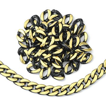 100Pcs Acrylic Linking Rings, Quick Link Connector, for Curb Chain Making, Twisted Oval, Golden Plated, Black, 17x23x5.5mm