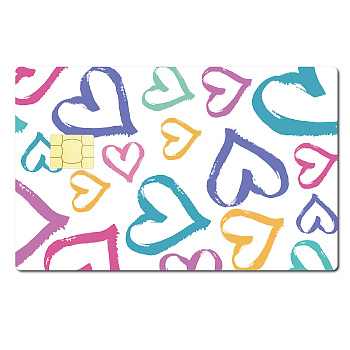 PVC Plastic Waterproof Card Stickers, Self-adhesion Card Skin for Bank Card Decor, Rectangle, Heart Pattern, 186.3x137.3mm