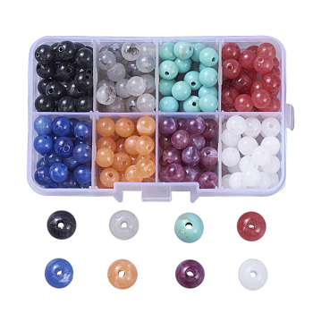 Imitation Gemstone Acrylic Beads, Round, Mixed Color, 8mm, Hole: 2mm, 200pcs/box