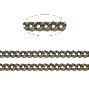 Brass Curb Chains, Twisted Chains, Soldered, with Spool, Nickel Free, Antique Bronze, 2x1.2x0.3mm, about 82.02 Feet(25m)/roll