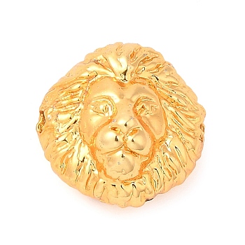 Brass Beads, Lead Free & Cadmium Free, Long-Lasting Plated, Lion, Real 18K Gold Plated, 12x12x7mm, Hole: 1mm