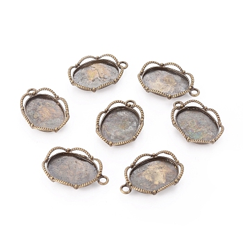 Tibetan Style Alloy Pendant Cabochon Settings, Cadmium Free & Lead Free, Oval, Antique Bronze, Tray: 18x13mm, 26x17x3mm, Hole: 2mm