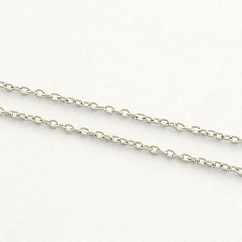 304 Stainless Steel Cable Chains, Soldered, Oval, Stainless Steel Color,1.5x1.1x0.3mm