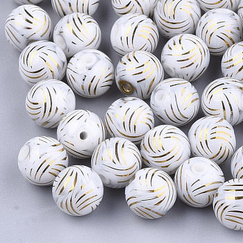 Electroplate Glass Beads, Round, Gold, 8~8.5mm, Hole: 1.5mm