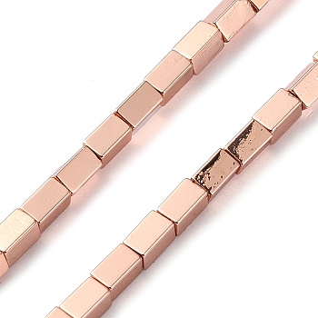 Electroplated Synthetic Non-magnetic Hematite Beads Strands, Rectangle, Rose Gold Plated, 4x2.5x2.5mm, Hole: 0.8mm, about 104pcs/strand, 17.09''(43.4cm)