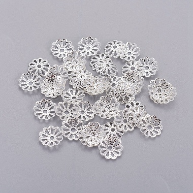 Silver Color Plated Filigree Flower Iron Fancy Bead Caps(X-IFIN-E191Y-S)-2