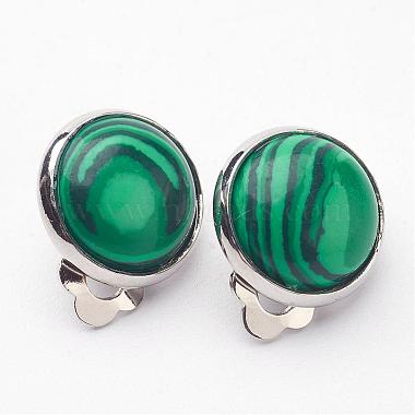 Natural & Synthetic Mixed Stone Brass Clip-on Earrings(EJEW-A051-B)-2