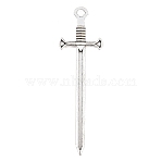 Tibetan Style Alloy Big Pendants, Sword Charms, Antique Silver, 66x19.5x3.5mm, Hole: 3x3.5mm(AL-CBAC014-01AS-01)
