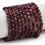 Natural Red Tourmaline Beads Strands, Faceted, Round, 4~4.5mm, Hole: 0.8mm, about 93pcs/strand, 15.35''(39cm)(G-A318-A01-4mm-01)