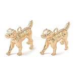 Brass Pendants, Hammered Leopard Charms, Real 18K Gold Plated, 15.5x21x6.5mm, Hole: 1.6mm(KK-CBA61F8-05G)