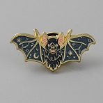 Animal Enamel Pins, Golden Alloy Brooch, for Backpack Clothes, Bat, 15x31mm(JEWB-WH0039-03E-G)