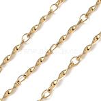 304 Stainless Steel Twist Bar Link Chains, Ion Plating(IP), Soldered, with Spool, Real 18K Gold Plated, 13x1.5x1.5mm, 10m/roll(CHS-C015-08G)