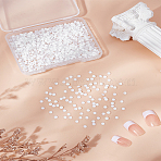 1000Pcs Glass Rhinestone Cabochons, Faceted, Flat Round, Flat Back, White, 2.5x1mm(DIY-LP0002-52D)