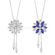 ANATTASOUL 2Pcs 2Colors Rhinestone Flower Pendant Lariat Necklaces Set, Stainless Steel Jewelry for Women, Mixed Color, 31.50 inch(80cm), 1Pc/style(NJEW-AN0001-17)