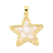 Rack Plating Brass & Epoxy Resin Pendants, Star Charms with Plastic Beads, Long-Lasting Plated, Lead Free & Cadmium Free, Real 18K Gold Plated, 29x26x5mm, Hole: 5x3mm(KK-C059-08A-G)