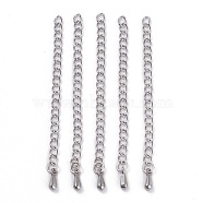 Stainless Steel Chain Extender, Teardrop Charms, Stainless Steel Color, 59x3mm, Hole: 2mm(STAS-D037)