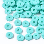 Handmade Polymer Clay Beads, for DIY Jewelry Crafts Supplies, Disc/Flat Round, Heishi Beads, Aquamarine, 6x1mm, Hole: 2mm, about 23500pcs/1000g(CLAY-Q251-6.0mm-B20)