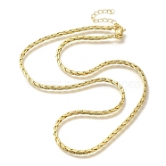 Rack Plating Brass Wheat Chain Necklaces, with Lobster Claw Clasps, Cadmium Free & Lead Free, Long-Lasting Plated, Real 18K Gold Plated, 16.93 inch(43cm)(MAK-L042-07G)