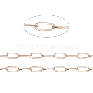 Ion Plating(IP) 304 Stainless Steel Paperclip Chains, Soldered, with Spool, Rose Gold, 4.8x2.5x0.5mm, about 65.61 Feet(20m)/roll(CHS-F010-01B-RG)
