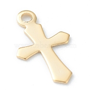 304 Stainless Steel Tiny Cross Charms, Laser Cut, Golden, 11.5x7x0.5mm, Hole: 1mm(STAS-H149-05G)