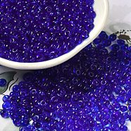 Transparent Colours Glass Seed Beads, Fringe Teardrop Beads, Mauve, 6/0, 4~4.5x3~3.5x4~4.5mm, Hole: 1~1.2mm, about 5625pcs/pound(SEED-P006-02A-16)