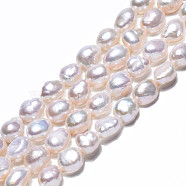 Natural Cultured Freshwater Pearl Beads Strands, Two Sides Polished, Creamy White, 7~13x7~8x4.5~7mm, Hole: 0.7mm, about 37~39pcs/strand, 13.78 inch~14.17 inch(35~36cm)(PEAR-N014-07F)