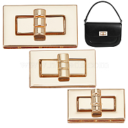 WADORN 3 Sets 3 Style Zinc Alloy Twist Lock Clasp, Turn Lock, Bag Replacement Accessories, Rectangle, Light Gold, 2.75~4.05x1.75~3.9x0.6~1.95cm, Hole: 20.5~27.5x7.5~10.5mm, 1 set/style(FIND-WR0007-88)