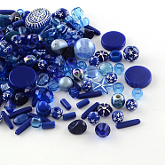 Acrylic Beads, Mixed Shapes, Dark Blue, 5.5~28x6~20x3~11mm, Hole: 1~5mm(X1-SACR-S756-02)