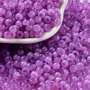 Glass Seed Beads, Imitation Cat Eye, Rondelle, Medium Orchid, 4x3.3mm, Hole: 1.4mm(SEED-M011-02A-10)