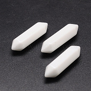 Faceted Bullet Opaque Glass Point Beads for Wire Wrapped Pendants Making, Double Pointed No Hole Beads, White, 30x9x9mm(G-K003-30mm-07)