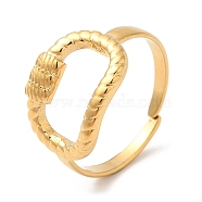 304 Stainless Steel Hollow Oval Open Cuff Rings for Women, Real 18K Gold Plated, Inner Diameter: 17.2mm(STAS-D085-10G)