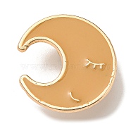 Weather Theme Enamel Pins, Golden Plated Alloy Badge for Backpack Clothes, Moon, 25x24x1.5mm(JEWB-K012-04B-G)