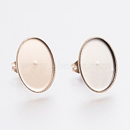 Ion Plating(IP) 304 Stainless Steel Stud Earring Settings, Oval, Rose Gold, 15x11x1.2mm, Tray: 14x10mm, Pin: 0.8mm(STAS-F148-03RG)
