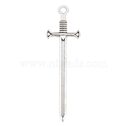 Tibetan Style Alloy Big Pendants, Sword Charms, Antique Silver, 66x19.5x3.5mm, Hole: 3x3.5mm(AL-CBAC014-01AS-01)