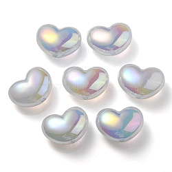 UV Plating Rainbow Iridescent Imitation Jelly Acrylic Beads, Heart, Light Steel Blue, 16x21x11mm, Hole: 2mm(OACR-C007-08D)