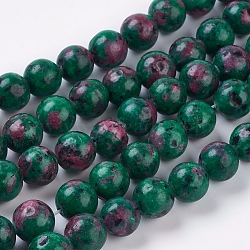 Natural Gemstone Beads Strands, Dyed, Imitation Ruby in Zoisite, Round, Colorful, 10mm, Hole: 1mm, about 39pcs/strand, 15.7 inch(G-G086-10mm-1)