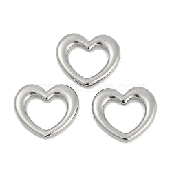 304 Stainless Steel Linking Rings, Heart, Stainless Steel Color, 15.8x17.5x2.2mm, Hole: 10x11mm(STAS-L022-365P-02)