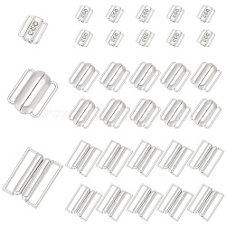 40Pcs 3 Styles Alloy Rhinestone Bikini Clips, Bra Clasp Replacement Part, Lingerie Front Closure, Platinum, 15~29x13~22.5x3~5mm, Hole: 11.5~26x1.5~4.2mm(FIND-GA0003-18)